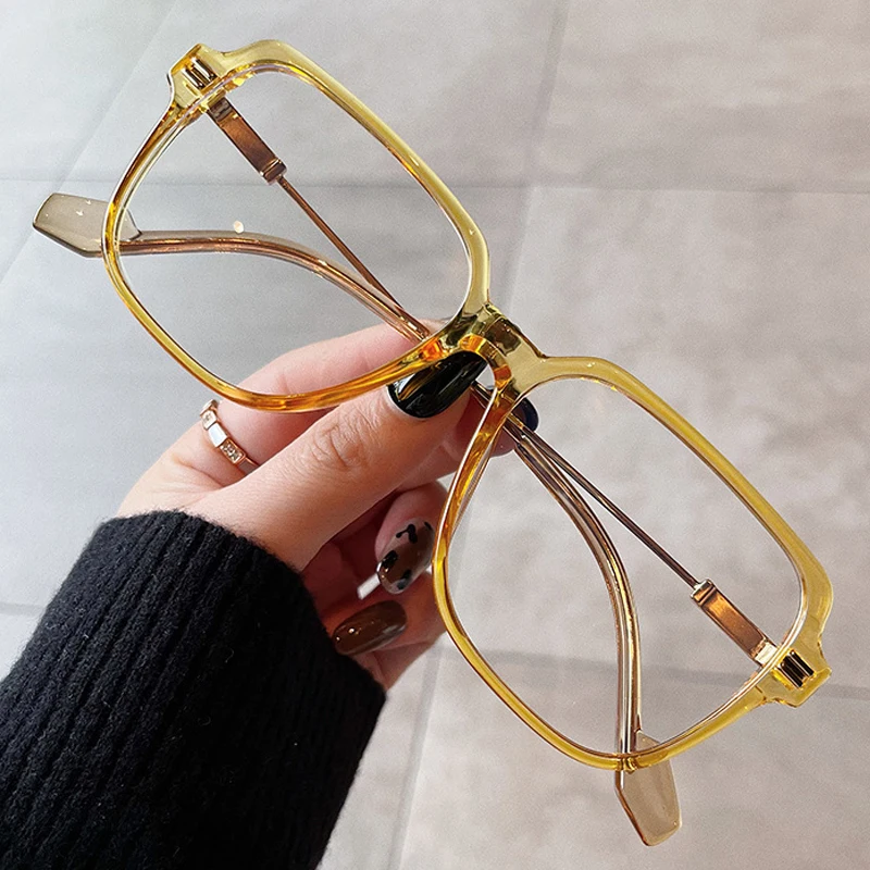 

New TR90 Anti-blue Light Square Glasses Frame For Women Alloy Oversized Computer Clear Eyeglasses Myopia Eyewear Female Shades