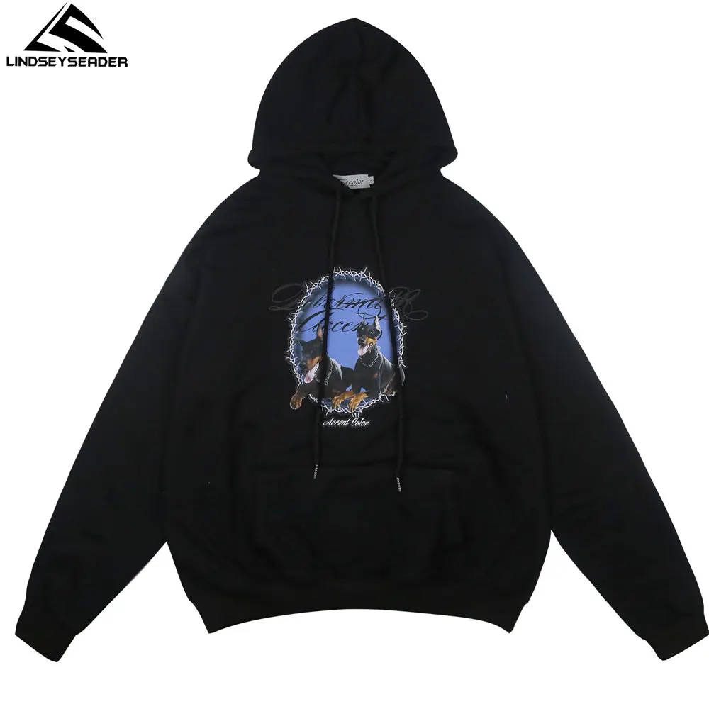 

Men's Hoodies Tie-dye Flocking Symbols Printed Pullover Stranger Things Harajuku Cotton Streetwear Oversized Men Clothing