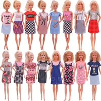 barbiees doll clothes mini round neck print skirt fashion slim outgoing dress for 11 5inch barbieesbjd doll clothes accessories