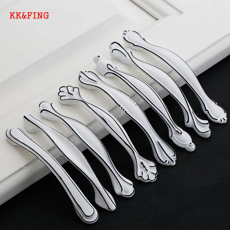 KK &amp FING европейские Простые Белые Черные ручки для шкафа из цинкового сплава