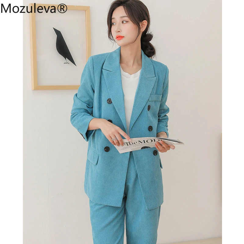 Женский вельветовый костюм-Блейзер брюки и | Женская одежда