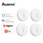 Умный датчик температуры и влажности Aubess Tuya Smart ZigBee, безопасное устройство на батарейках с поддержкой Alexa и Google Home