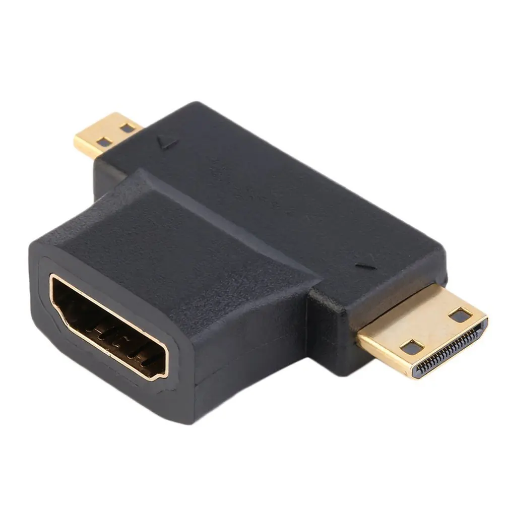 

Black HDMI-compatible Type A Female to Male Mini HDMI-compatible Type C + Male Micro HDMI-compatible Type D Adapter
