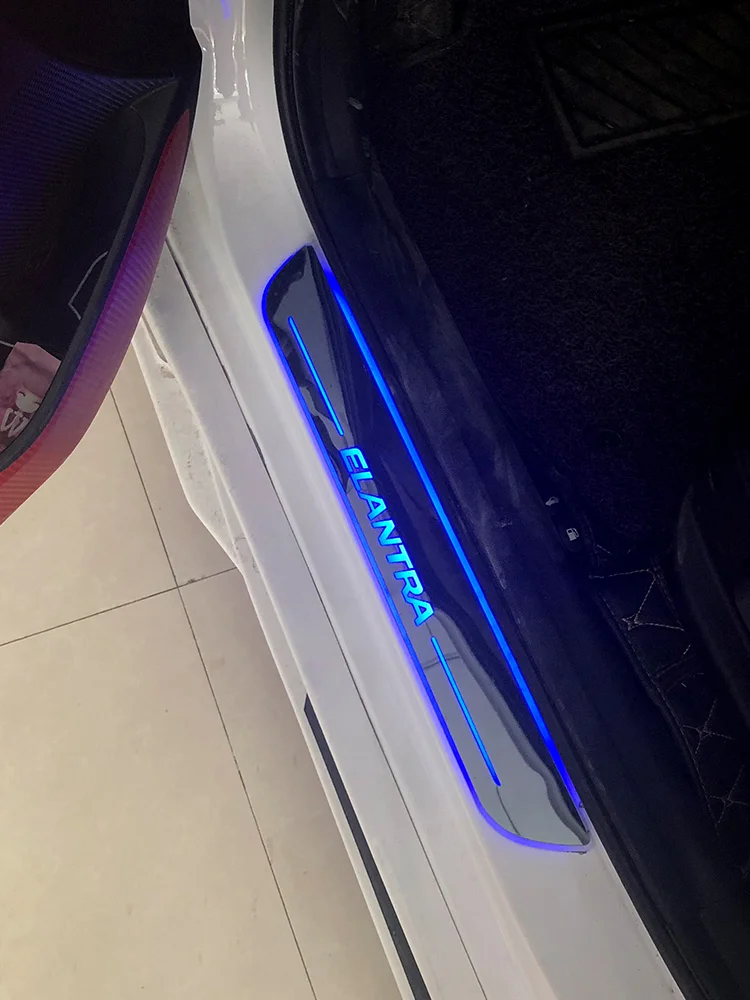 

Infrared sensor control led door sill plate strip welcome light threshold guard protectors for Hyundai Elantra