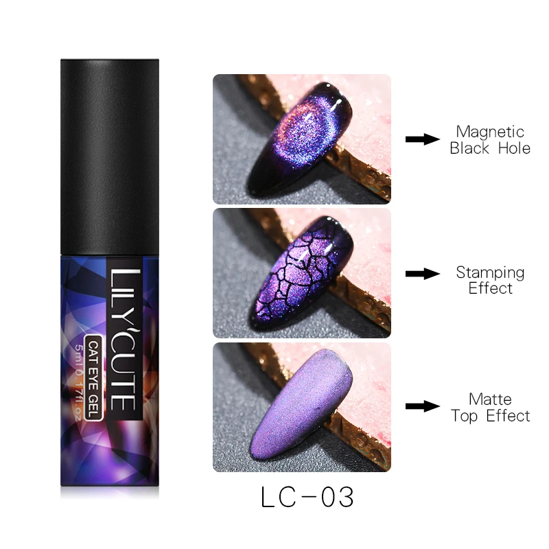 LC03 LILYCUTE 9D Galaxy кошачий глаз Магнитный Гель-лак для ногтей Auroras ногтей матовый градиентный стойкий замачиваемый УФ-Гель-лак - Цвет: LC03