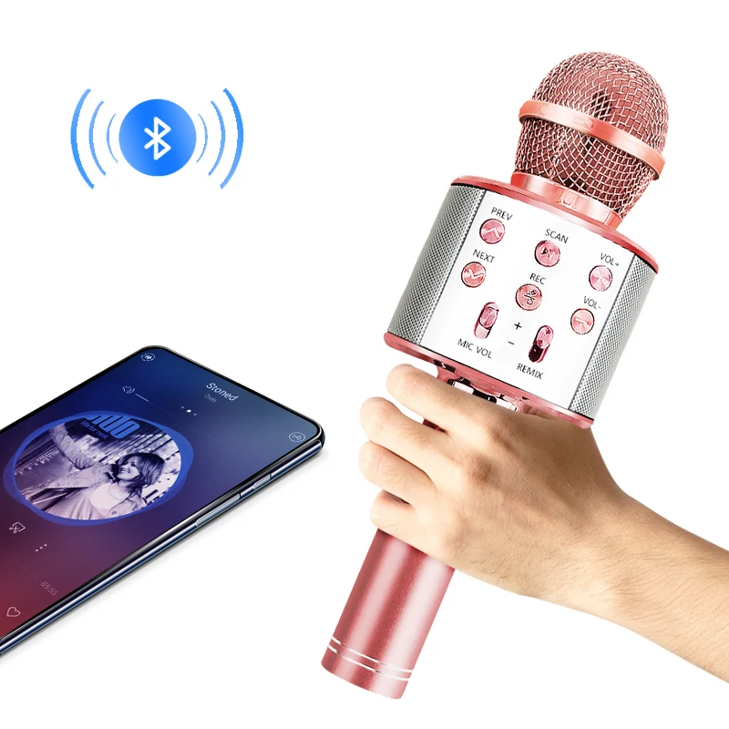 Беспроводной микрофон Bluetooth ручной для караоке USB мини домашний KTV музыки
