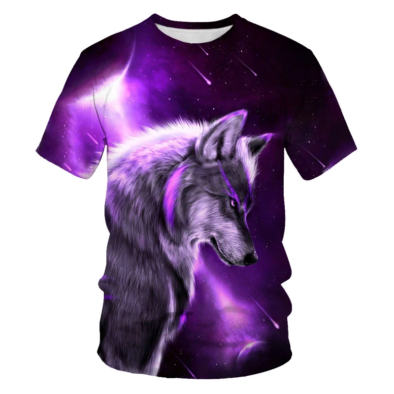 

Summer Fashion Explosive Men's T-shirt Animal World Wolf 3D Printing Casual Comfortable Breathable Casual Short Sleeve Top