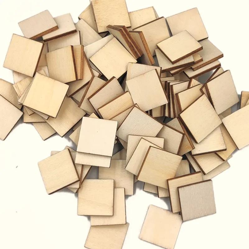 

50pcs 20mm Unfinished Wood Pieces Square Blank Wooden,Wooden Cutouts for Crafts,Squares Cutout Tiles