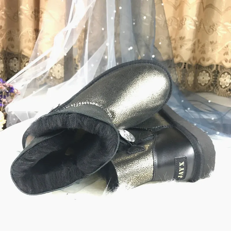Женские ботинки из натуральной яловой кожи зимние водонепроницаемые с