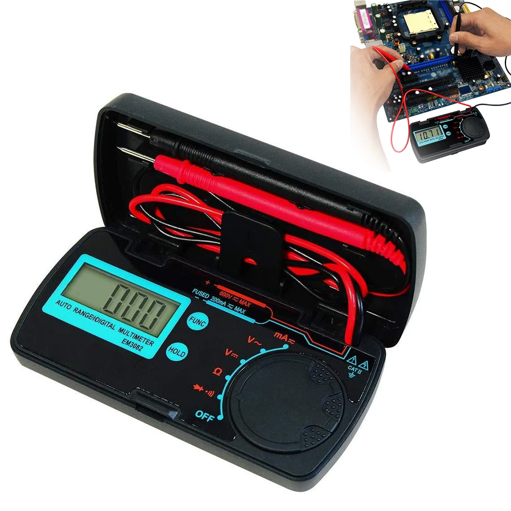 

EM3082 Digital Multimeter LCD Display AC DC Volt Amp Ohm Auto Power Off Electrical Meter Voltmeter Portable Meter Voltage Meter