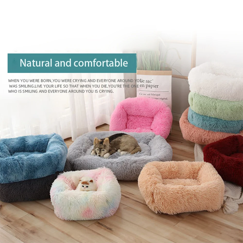 

Babypet Square Dog Bed Long Plush Solid Color Pet Beds Cat Mat For Little Medium Pet Cushion Portable For Pets Cats Basket