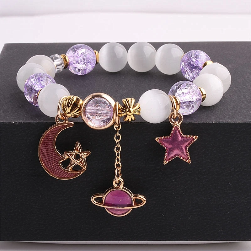 

Crystal Bracelet Women's Golden Lucky Attracting Male Hot Flower Crystal Bracelet Simple Mori Style Student Girlfriends Moon