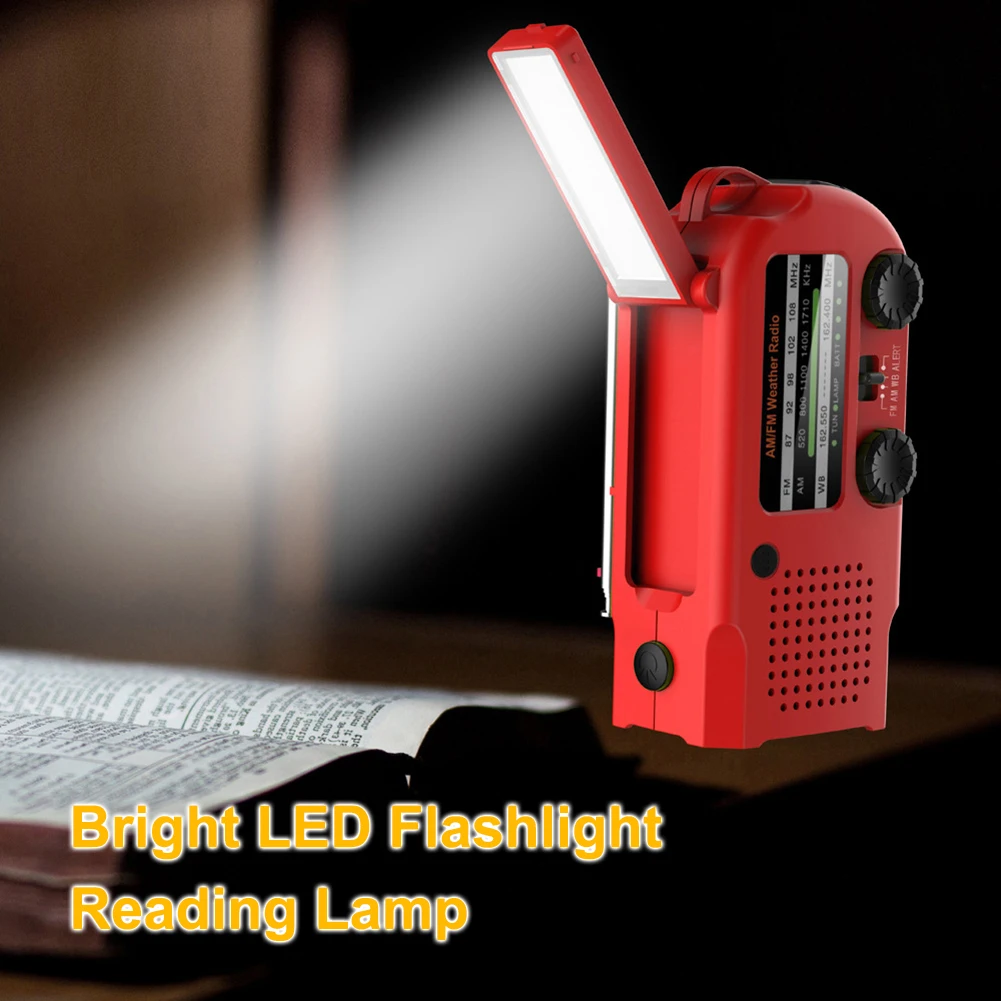 5000mah Portable Radio Hand Crank Solar Usb Charging Fm Am Wb Alert Emergency Weather With Led Flashlight Torch   | Электроника