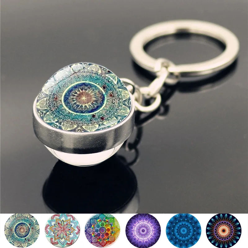 Стеклянный шар брелок подвеска Блестящий цветной калейдоскоп мандала Священная