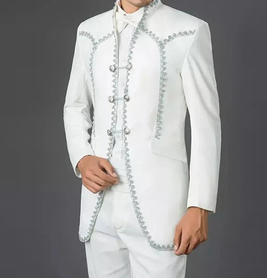 ANNIEBRITNEY 2019 белый костюм мужской Новый дизайн костюмы на выпускной свадьбу для