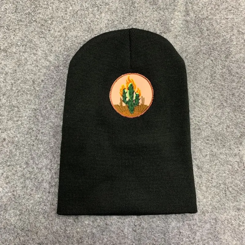 Новинка 2020 вязаная шапка с вышивкой кактус шапочки зимняя теплая Кепка Скотти