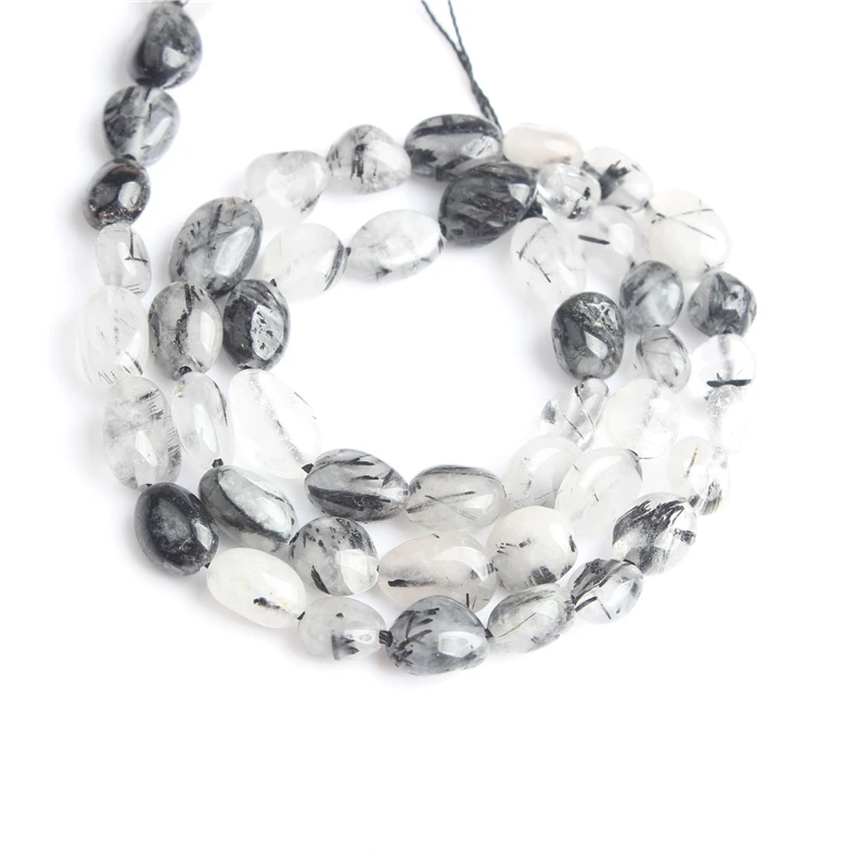 

Linxiang 6x8 8x10mm Natural irregular black hair crystal loose beads, used for jewelry DIY Stone Bracelet Necklace