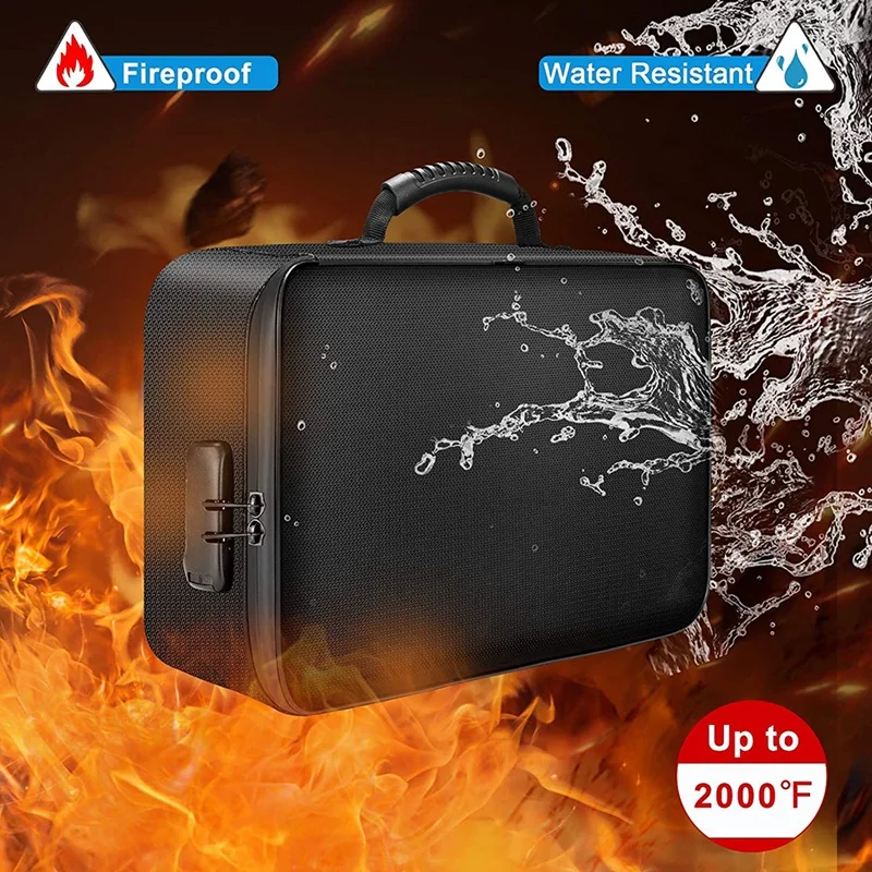 

Document Bag with Lock, Fireproof 3-Layer with Zipper for Laptops