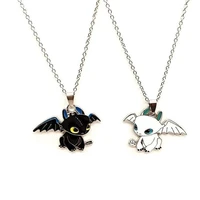 fashion hip hop couple necklace cartoon black and white night evil double dragon necklace pendant jewelry gift pendants