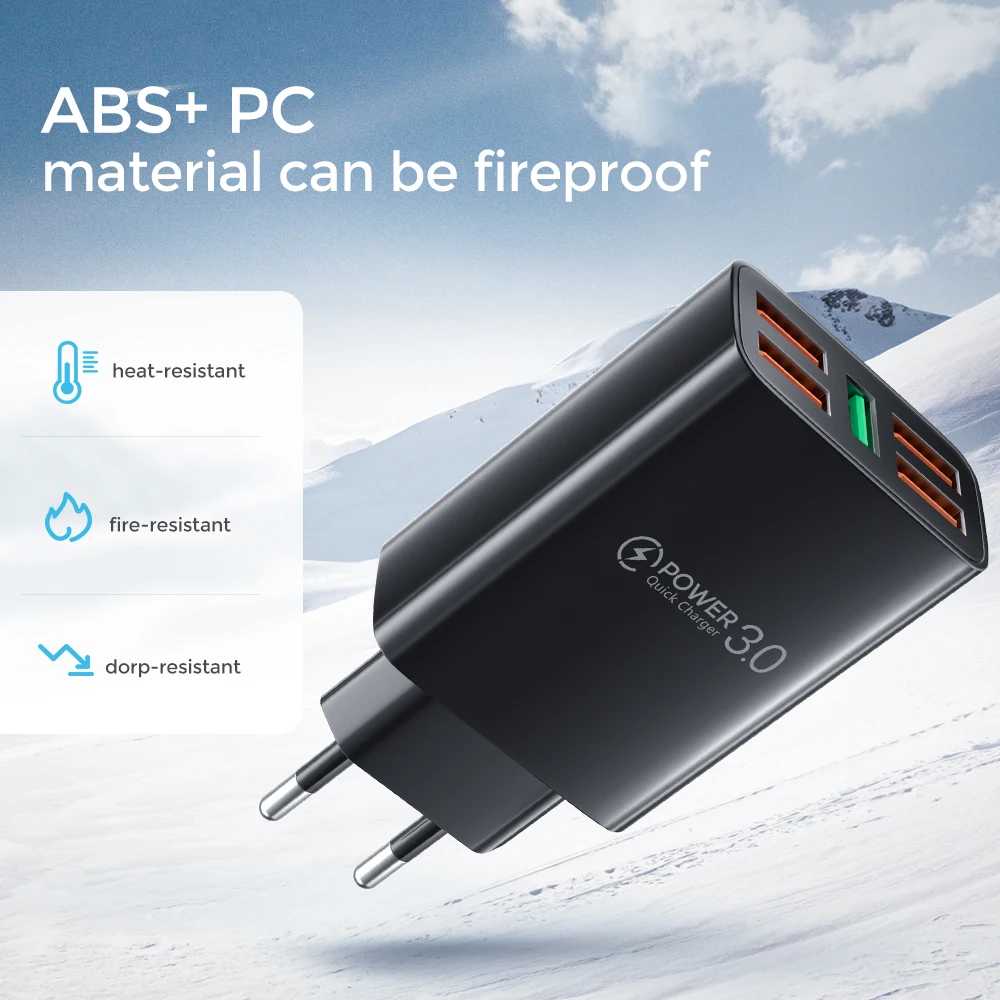 48w 5 usb charger quick charge for iphone 12 pro max xiaomi mi mix 4 oneplus universal travel mobile phone fast charging charger free global shipping