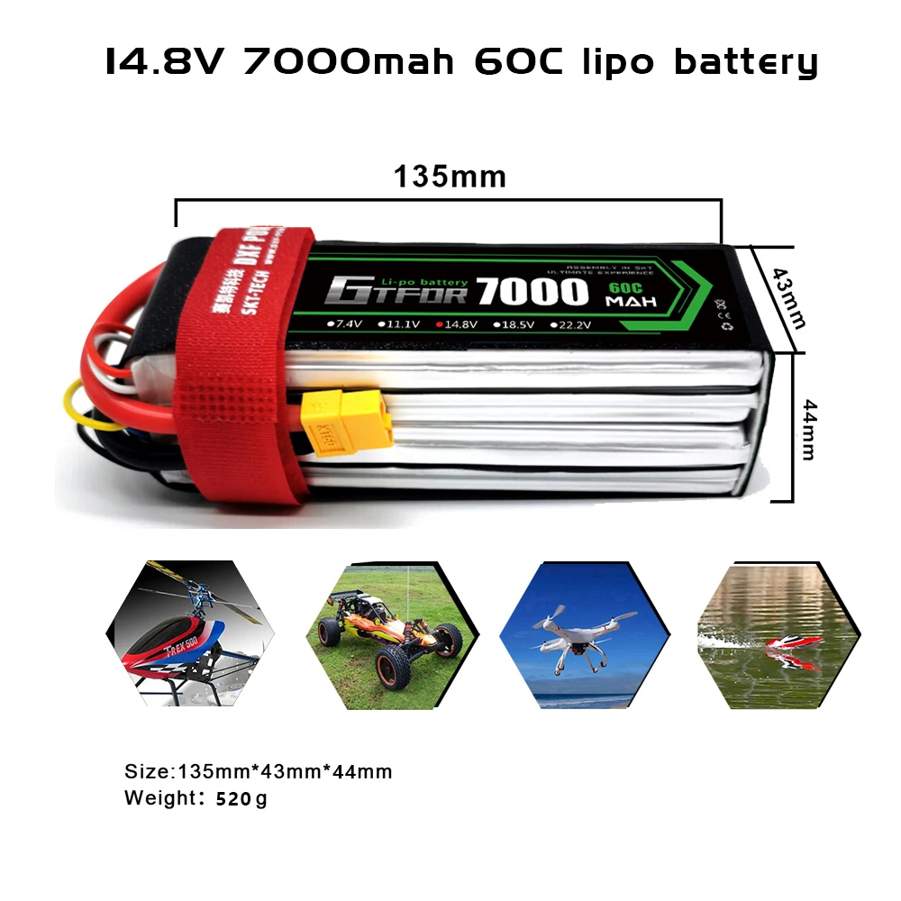 Аккумулятор GTFDR 3S 4S 6S Lipo батарея 11 1 В 14 8 в 22 2 7000 мАч 60C MAX 120C жестком корпусе для
