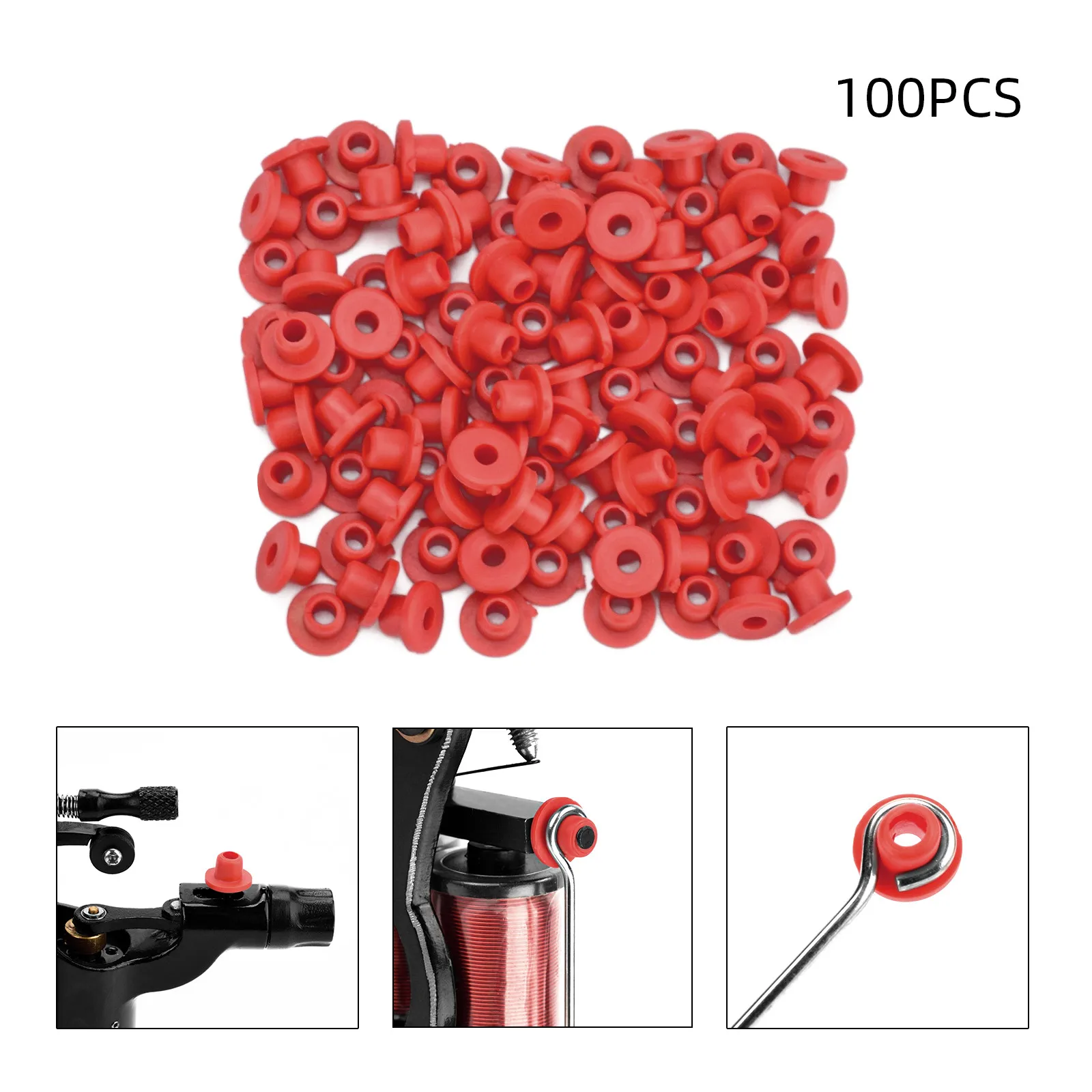

100pcs Tattoo Machine Rubber Grommet Durable Silicone Grommet Tattoo Pin Cushion T Needle Pad Tattoo Accessories For Body Art