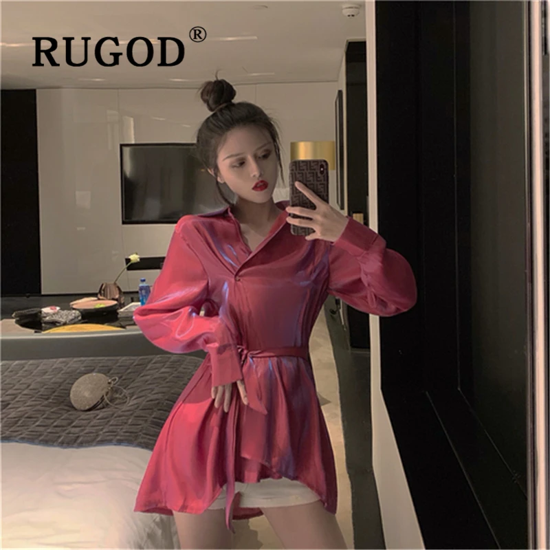 Женское платье миди с градиентом RUGOD Повседневное отложным воротником и