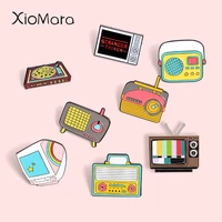 retro household appliance enamel pins collection cartoon tv phonograph radio 90s jewelry brooches badge lapel pins friends gifts