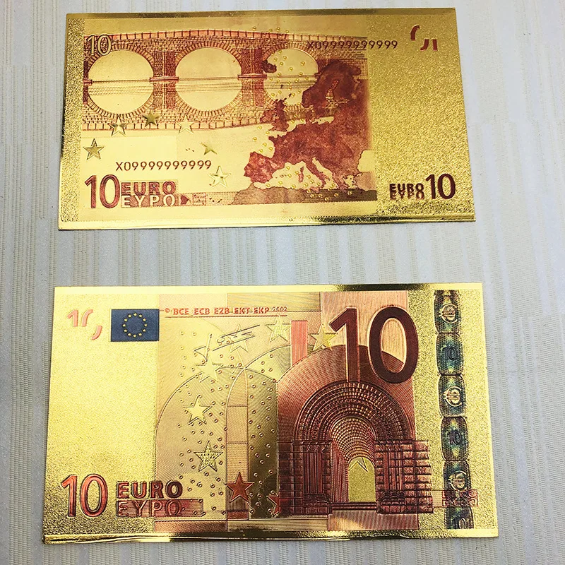 10 шт./лот цветные евро банкноты Золотая фольга сувениры бумажные деньги Шуточный