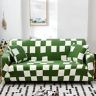 Чехол для дивана с принтом для гостиной, нескользящий мягкий эластичный моющийся чехол для 1, 2, 3, 4 места, классический зеленый и белый клетчатый