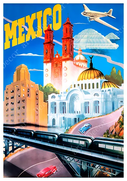 Мексиканская Пирамида Mayan художественный постер для путешествий картины на