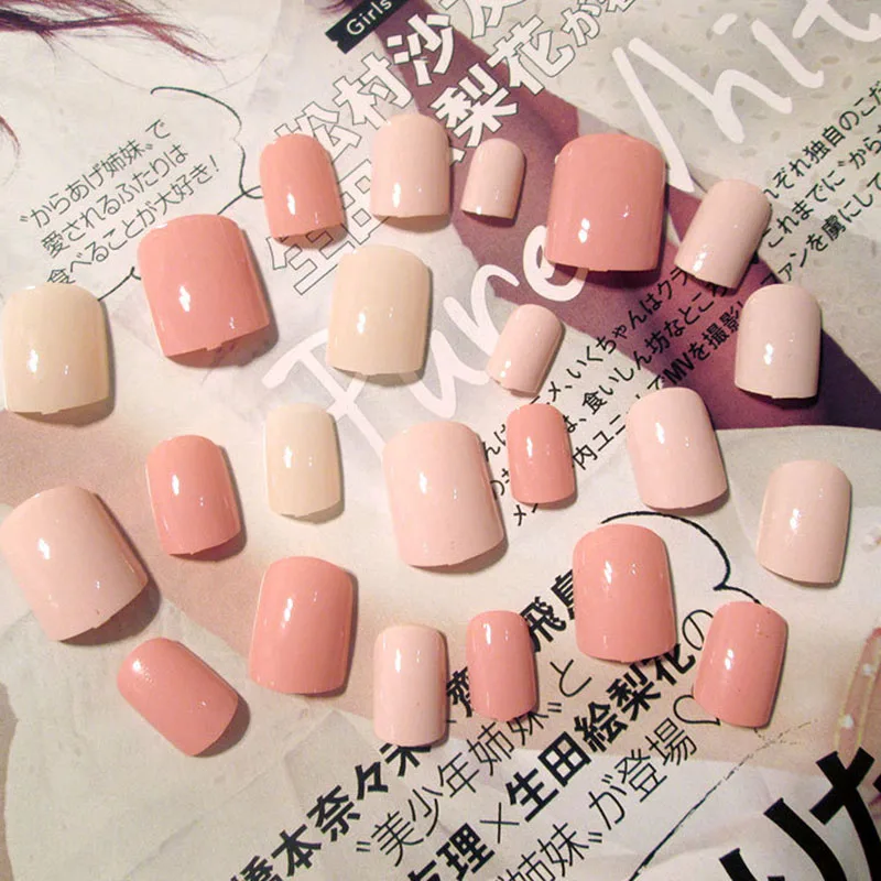 Hot sale Ladies Girls Fake Nails DIY Patch Short Sticker Strips 24Pcs Artificial Durable Nail Art for Wedding Party Shopping Travelling |