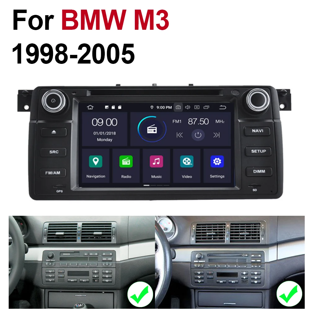 Автомобильный мультимедийный плеер 2 Din Android 9 Авторадио для BMW M3 1998 ~ 2005 DVD GPS 8 ядер 4