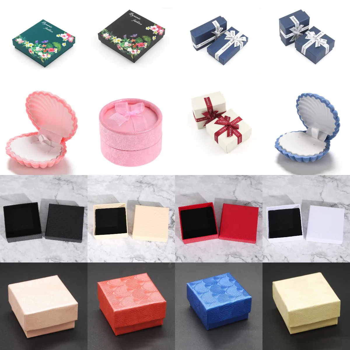 

Wedding Engagement Jewelry Earring Ring Display Storage Organizer Square Lid Open Display Travel Case Christmas Party Gift 1pc