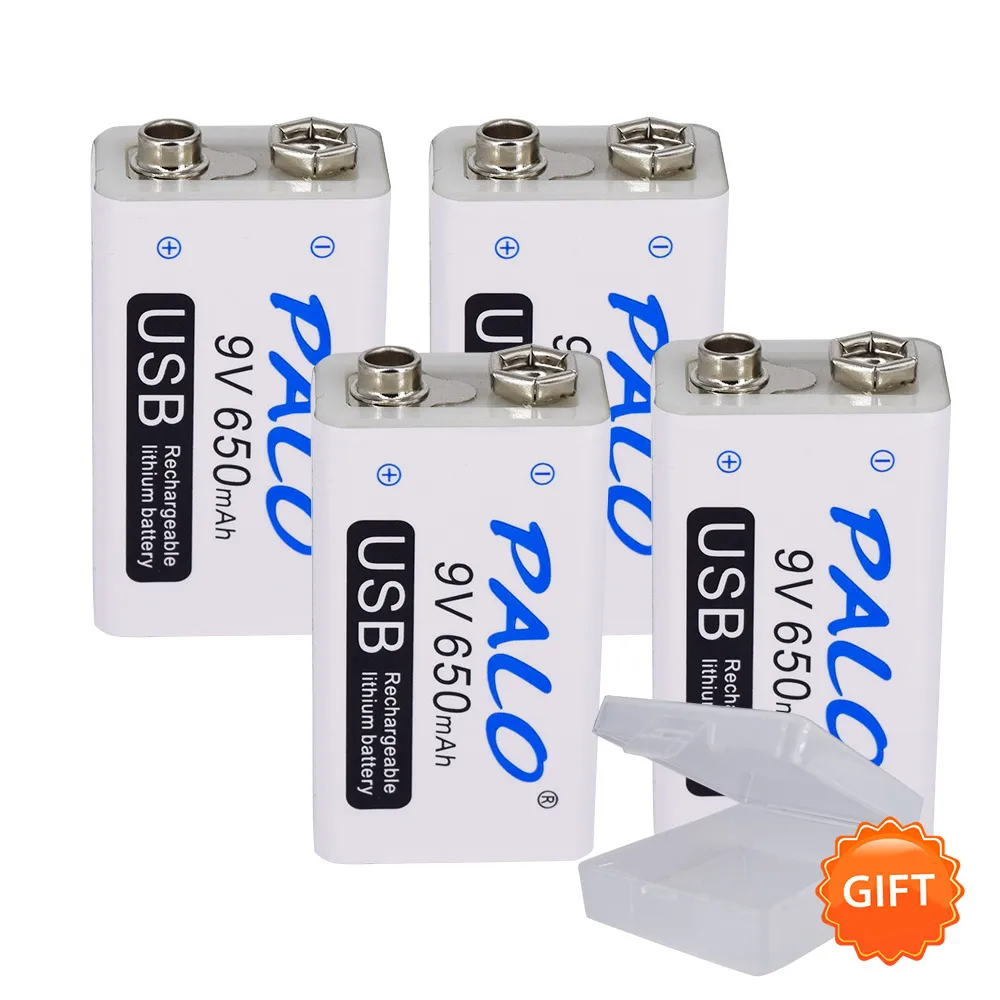 4 pcs battery PALO 9V USB аккумулятор 650mah перезаряжаемый микро usb 9V Lipo батареи для микрофона беспроводной микрофон гитара для эквалайзера дымовая сигнализация - Цвет: 4 pcs battery