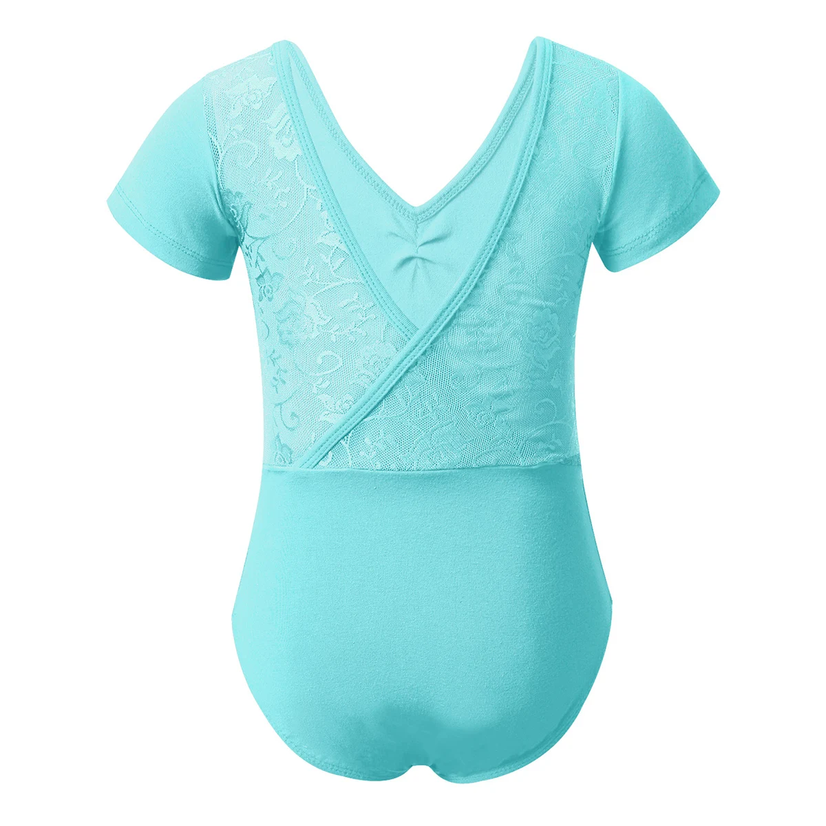 Балетный гимнастический купальник с коротким рукавом v-образным вырезом и