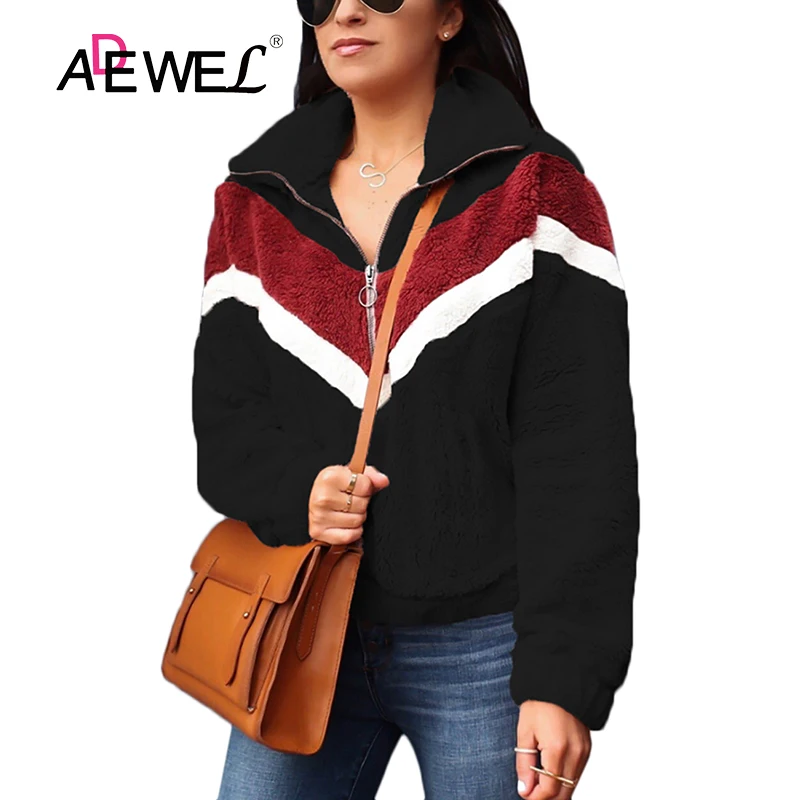 Женская Свободная блузка на молнии с карманами ADEWEL Осень зима 2019|Женские