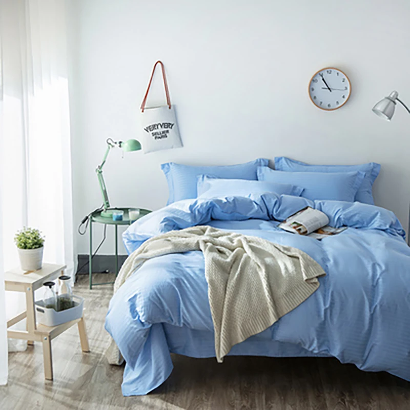 Шелковые постельные принадлежности из чистого хлопка 4 шт. в полоску