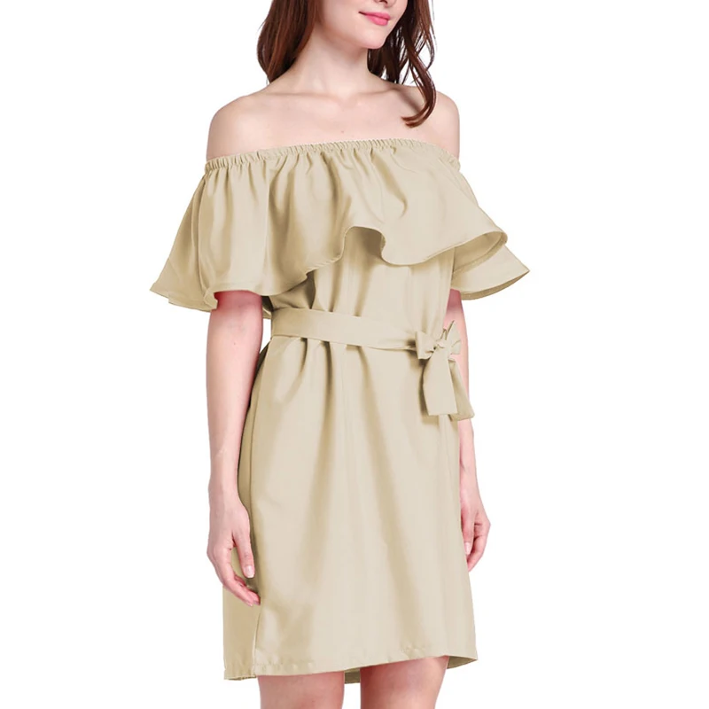 Женское летнее платье с открытыми плечами коротким рукавом | Женская одежда