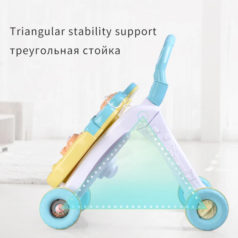 Музыкальный детский ходунок детская тележка для первых шагов развивающая с