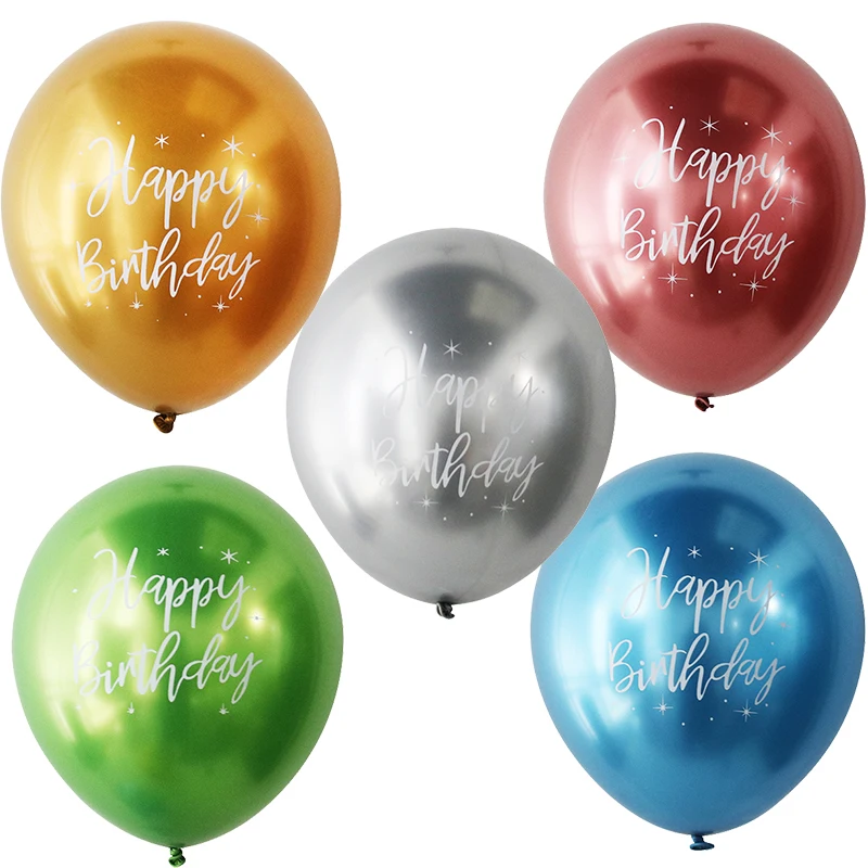 5 шт. металлическая хромированная латексные шары с днем рождения воздушные 12