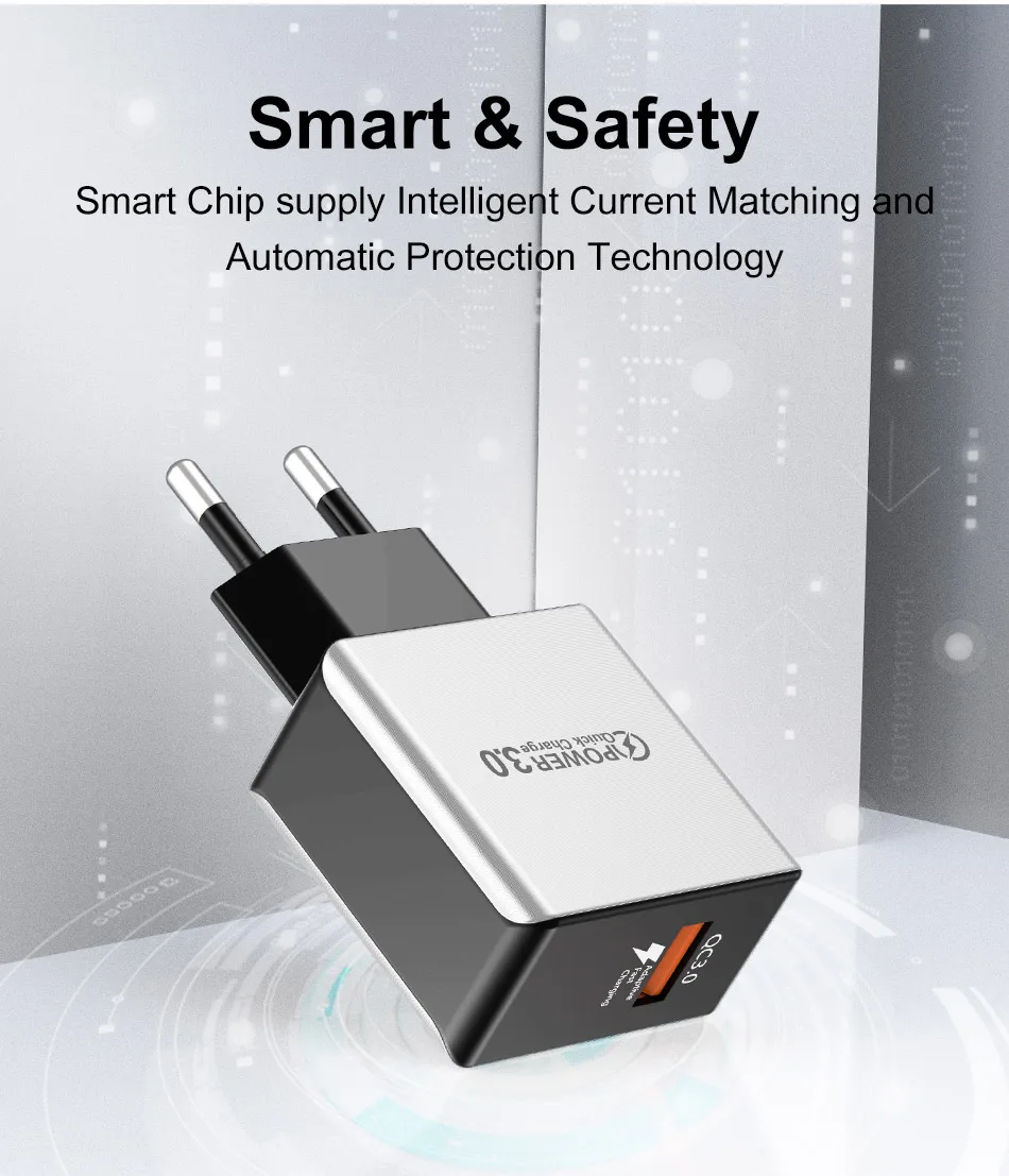 USLION mi ni USB настенное зарядное устройство QC 3,0 USB быстрое зарядное устройство для мобильного телефона для путешествий для iphone 7X8 6 6S samsung Xiaomi mi 8 huawei