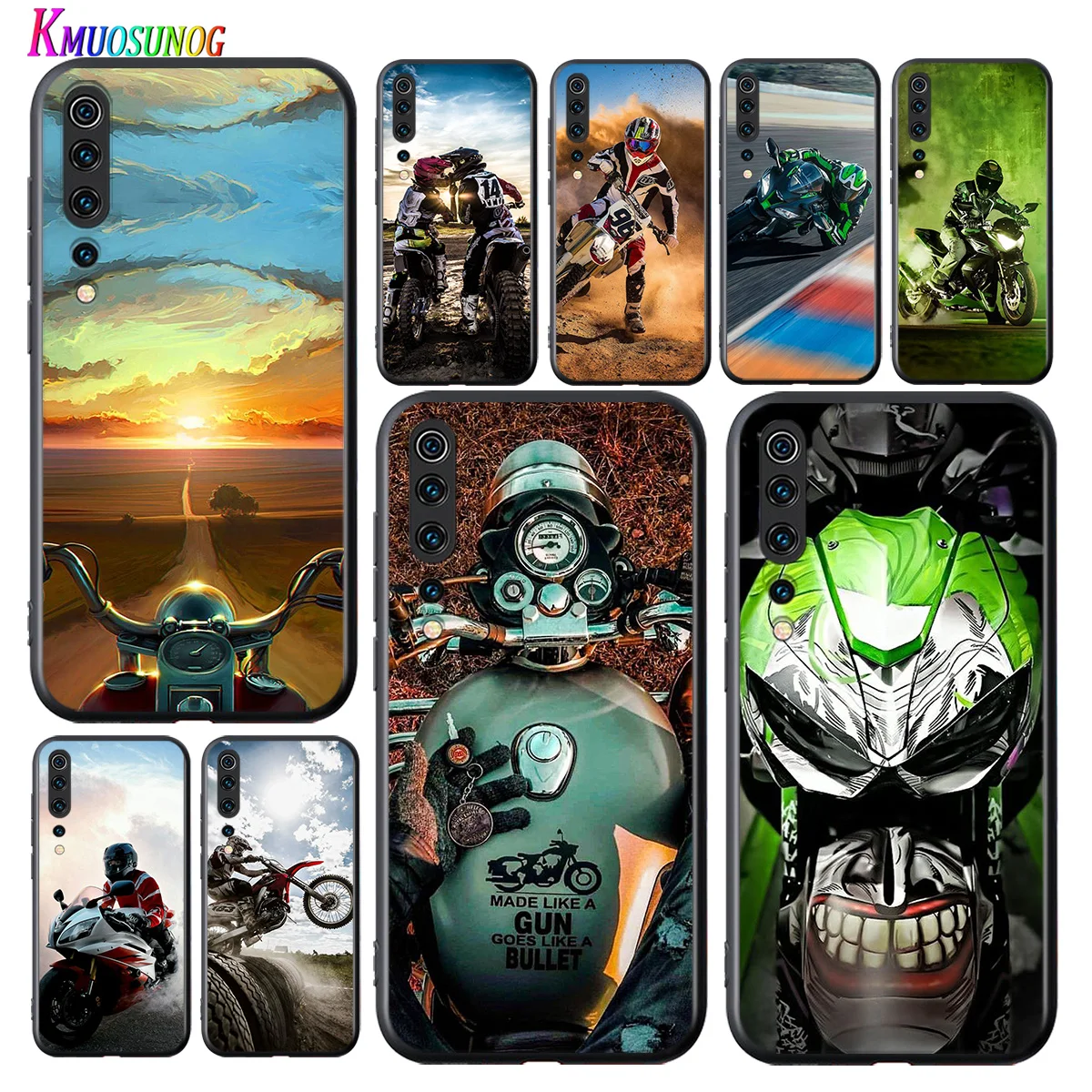

Retro Moto Cross Motorcycle For Xiaomi Mi 11 11i 10T Note 10 9T 9 SE 8 Lite Pro Ultra 5G Black Phone Case