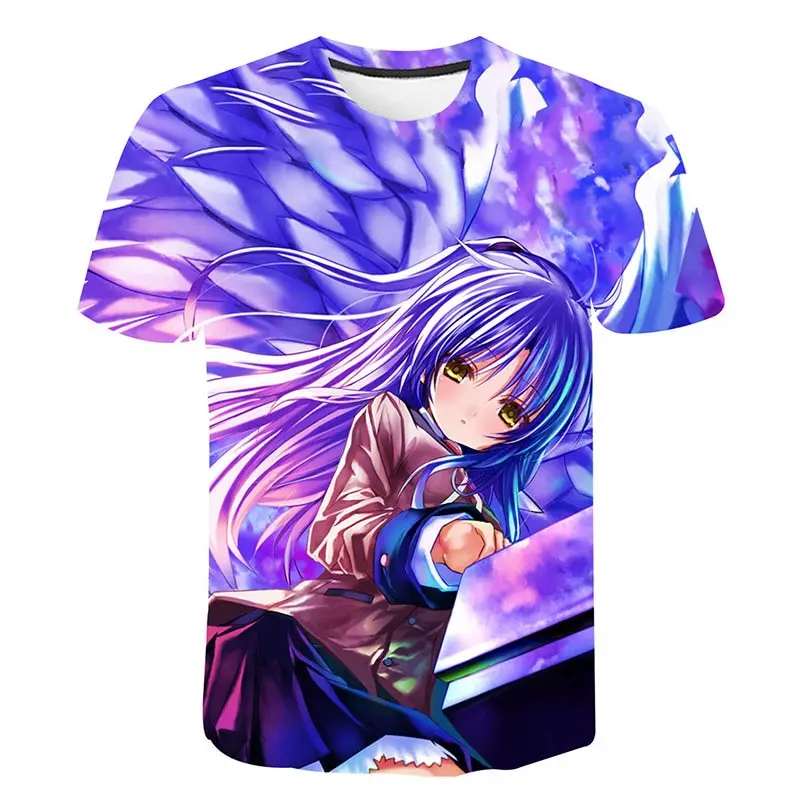 New hot summer style anime Angel beat t-shirt men's women cool Top Men's girls 3D T-shirt fashion casual | Мать и ребенок