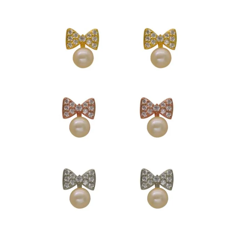 

Новинка 2021, серьги с пресноводным жемчугом и бантом, простые серьги в Корейском стиле, женские серьги