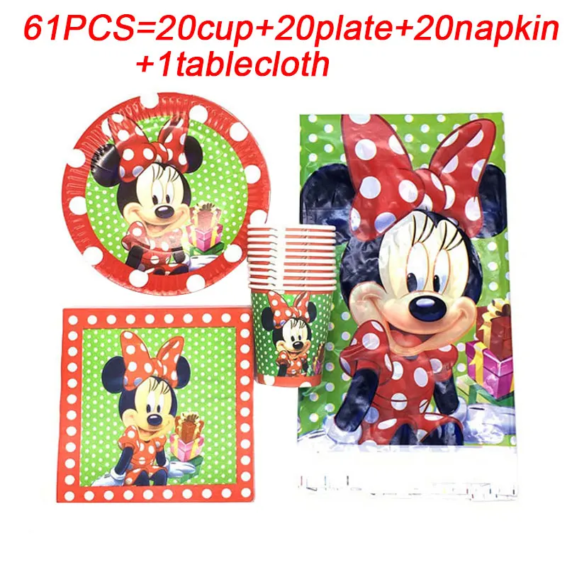 Минни Мышь на день рождения украшения товары для вечеринки комплект одноразовые