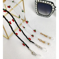 trendy crystal cherry bead sunglasses chain mask lanyard strap glasses holder antislip chains beaded eyewear jewelry accessories