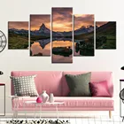 Современная картина с высоким разрешением, домашний декор, 5 предметов, рог с отражением в Stelli плакат с озером, Настенная картина