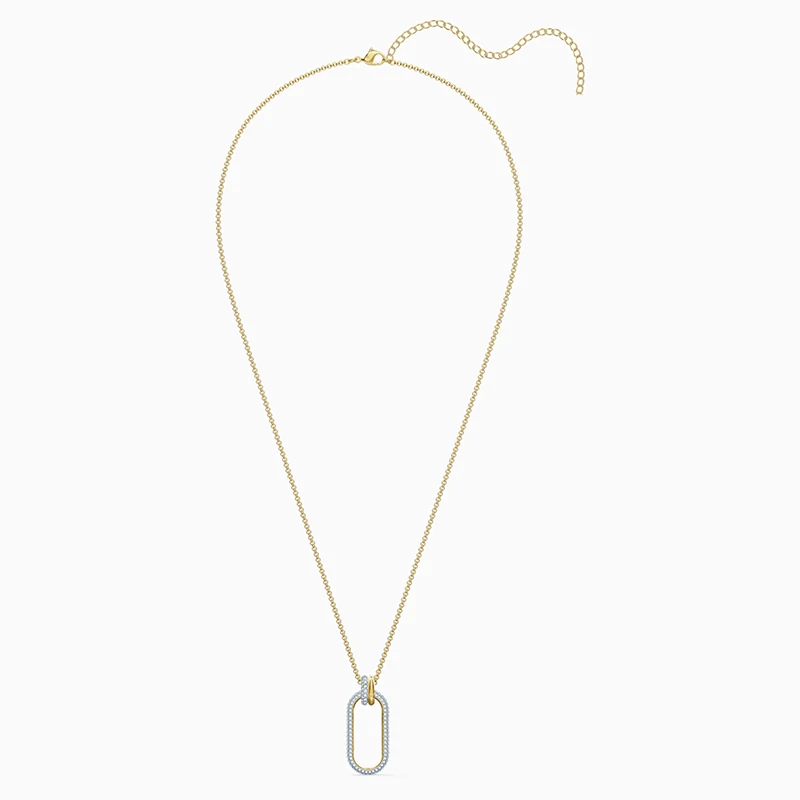 

SWA Necklace New Era Pendant Necklace Gold Two Rings Linked Delicate Clasp Ladies Romantic High-end Jewelry Gift Free Shipping