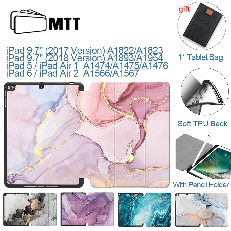 MTT мраморный чехол для iPad Air 1 2 9 7 дюймов 2017 2018 Мягкий ТПУ + кожаный флип с